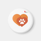 Minimalist Paw Print Heart Modern Fridge Magnet マグネット (正面)