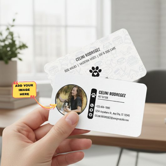 Minimalist Paw Print Pet Sitting Business Card 名刺