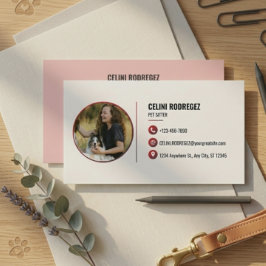 Minimalist Paw Print Pet Sitting Photo 名刺