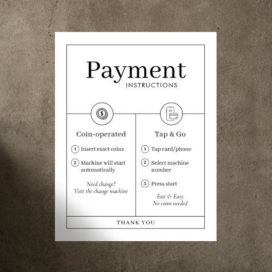 Minimalist Payment Instructions Poster Wall Sign ポスター