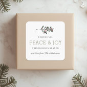 Minimalist Peace and Joy Holiday Gift スクエアシール