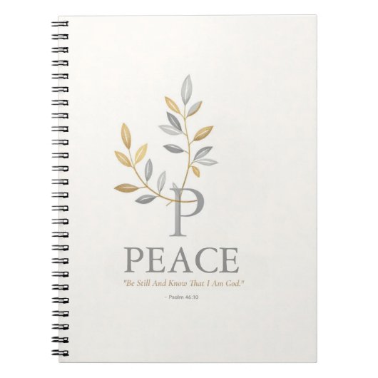 Minimalist "Peace" Journal with Gold Foil Botanica ノートブック (正面)