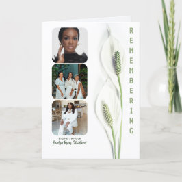 Minimalist Peace Lily Bi-fold Funeral Program 招待状