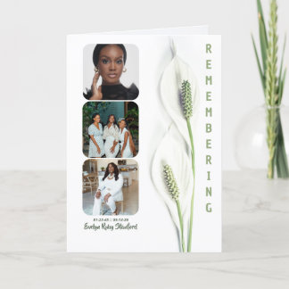 Minimalist Peace Lily Bi-fold Funeral Program 招待状