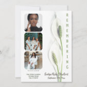 Minimalist Peace Lily Funeral Program 案内状 (正面)