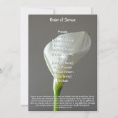Minimalist Peace Lily Funeral Program 案内状 (裏面)