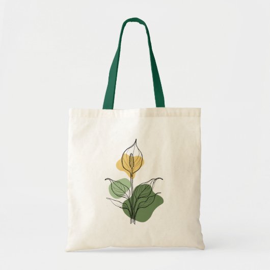 Minimalist Peace Lily Line Art Tote トートバッグ (正面)