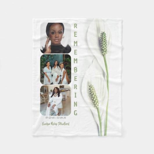 Minimalist Peace Lily Memorial フリースブランケット (正面)