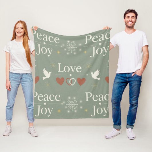Minimalist Peace Love Joy Scandinavian Holiday フリースブランケット (インサイチュ)