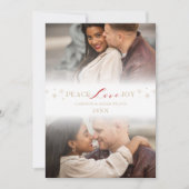 Minimalist Peace Love Joy Snowflakes 2 Photos シーズンカード (正面)