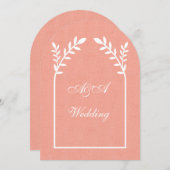 Minimalist Peach and White Arch Wedding  招待状 (正面/裏面)