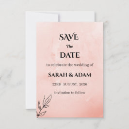 Minimalist Peach Botanical Save the Date セーブザデート