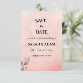 Minimalist Peach Botanical Save the Date セーブザデート (スタンド正面)