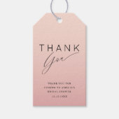 Minimalist Peach & Pink Thank You Bridal Shower ギフトタグ (正面)