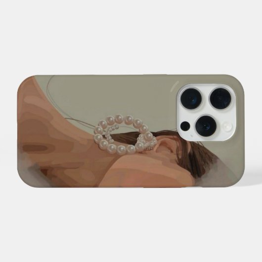 Minimalist Pearl Hoop Earring Art Phone Case  iPhoneケース (裏面横)