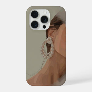 Minimalist Pearl Hoop Earring Art Phone Case  iPhone 15 Proケース