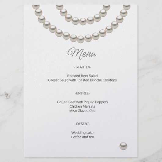 Minimalist Pearl Wedding Menu メニュー (正面)