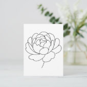 Minimalist Peony Bloom Line Art ポストカード (スタンド正面)