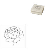Minimalist Peony Bloom Line Art  ラバースタンプ (押印)