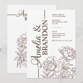 Minimalist Peony Wedding Invitation Luxury 招待状