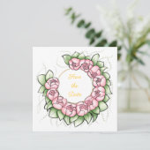 Minimalist Peony Wreath Save the Date Card 招待状 (スタンド正面)
