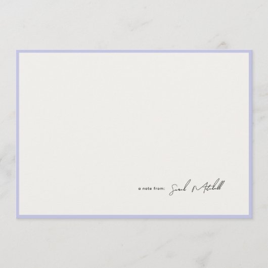 Minimalist Periwinkle Border Personalized Script ノートカード (正面)