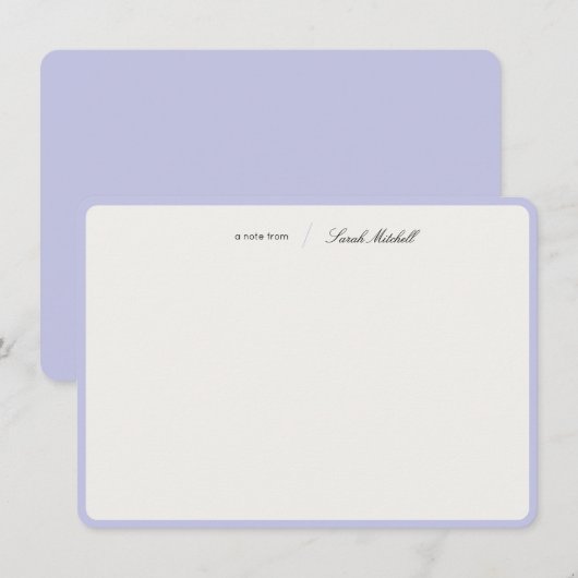 Minimalist Periwinkle Personalized Script Rounded ノートカード (正面/裏面)