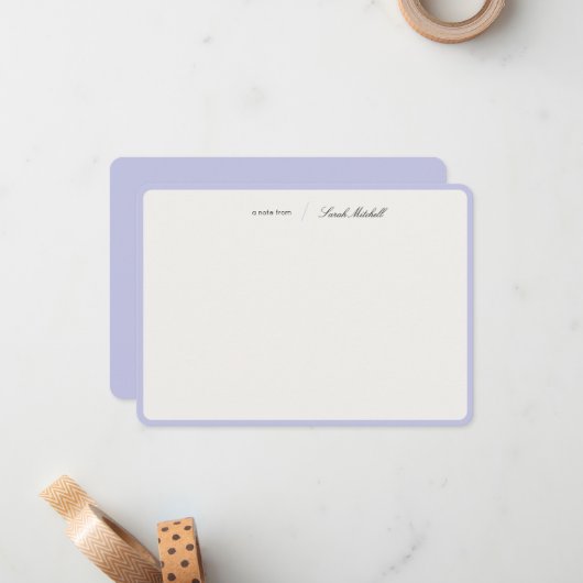 Minimalist Periwinkle Personalized Script Rounded ノートカード (正面/裏面インサイチュ)