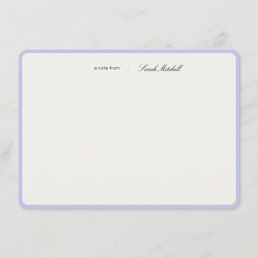 Minimalist Periwinkle Personalized Script Rounded ノートカード (正面)
