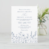 Minimalist Periwinkle Wildflowers QR Code Wedding 招待状 (スタンド正面)