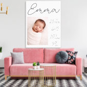 Minimalist Personalizable Birth Details Canvas キャンバスプリント (インサイチュ (リビング))
