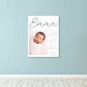 Minimalist Personalizable Birth Details Canvas キャンバスプリント (インサイチュ (ウッドフロア))