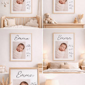 Minimalist Personalized Baby Birth Poster Photo ポスター