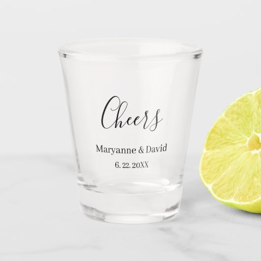 Minimalist Personalized Cheers  Wedding ショットグラス (正面)