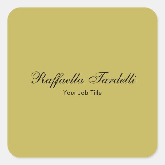 Minimalist personalized customized name gold color スクエアシール (正面)