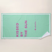 Minimalist Personalized Kissed by the Sun ビーチタオル (正面)