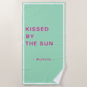 Minimalist Personalized Kissed by the Sun ビーチタオル (正面)