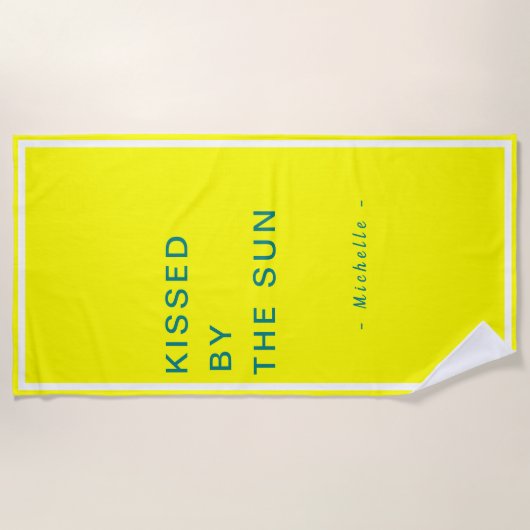 Minimalist Personalized Kissed by the Sun ビーチタオル (正面)