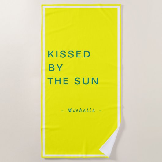 Minimalist Personalized Kissed by the Sun ビーチタオル (正面)