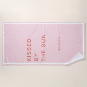 Minimalist Personalized Kissed by the Sun ビーチタオル (正面)