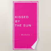 Minimalist Personalized Kissed by the Sun ビーチタオル (正面)