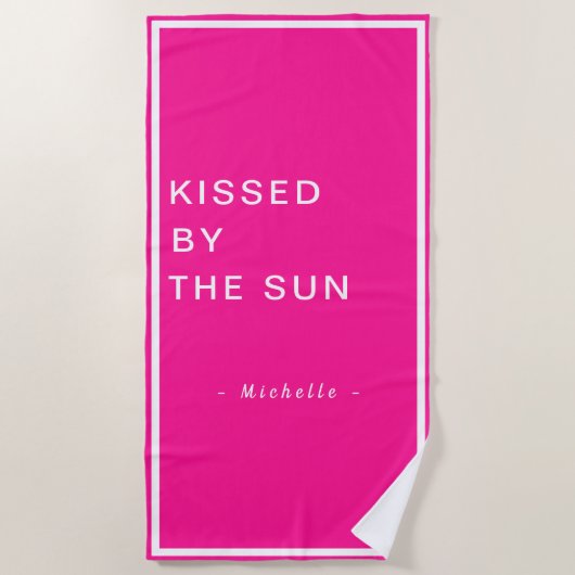 Minimalist Personalized Kissed by the Sun ビーチタオル (正面)