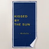 Minimalist Personalized Kissed by the Sun ビーチタオル (正面)