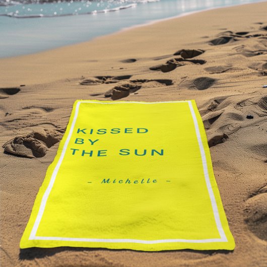 Minimalist Personalized Kissed by the Sun ビーチタオル