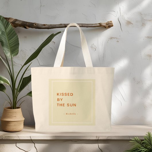 Minimalist Personalized Kissed by the Sun Tote Bag ラージトートバッグ