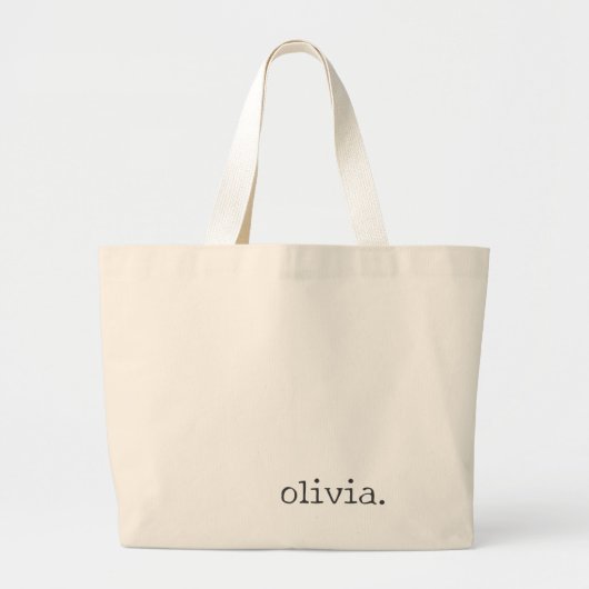 Minimalist Personalized Typewriter-Style Name ラージトートバッグ (正面)