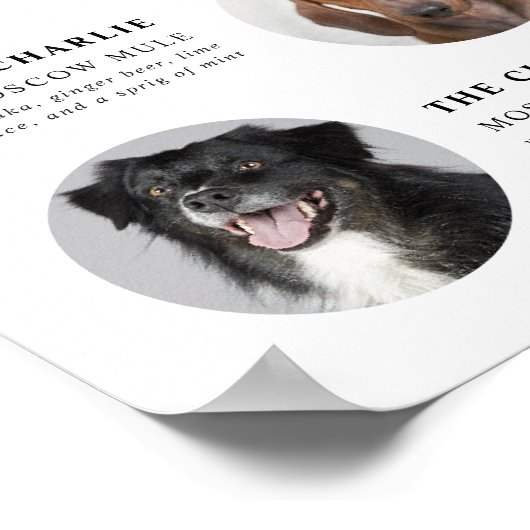 Minimalist Pet Photo Signature Drinks Wedding Sign ポスター (角)