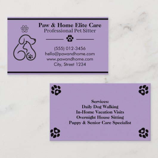 Minimalist Pet Sitter Business Card | Professional 名刺 (正面/裏面)
