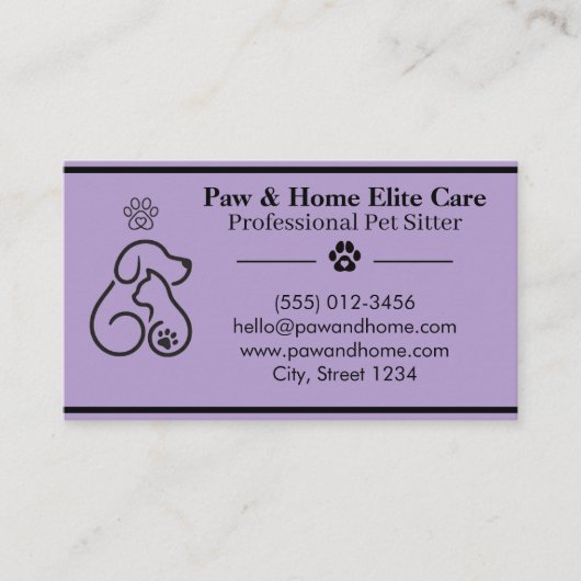 Minimalist Pet Sitter Business Card | Professional 名刺 (正面)