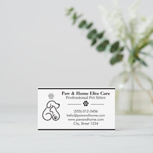 Minimalist Pet Sitter Business Card | Professional 名刺 (スタンド正面)